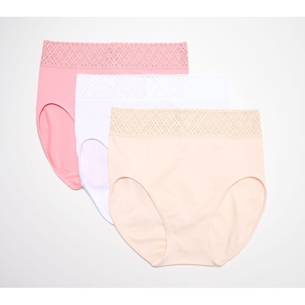 Breezies Women's Plus Sz Panties 3X Comfort Michelle Floral Chalk Pink A679205